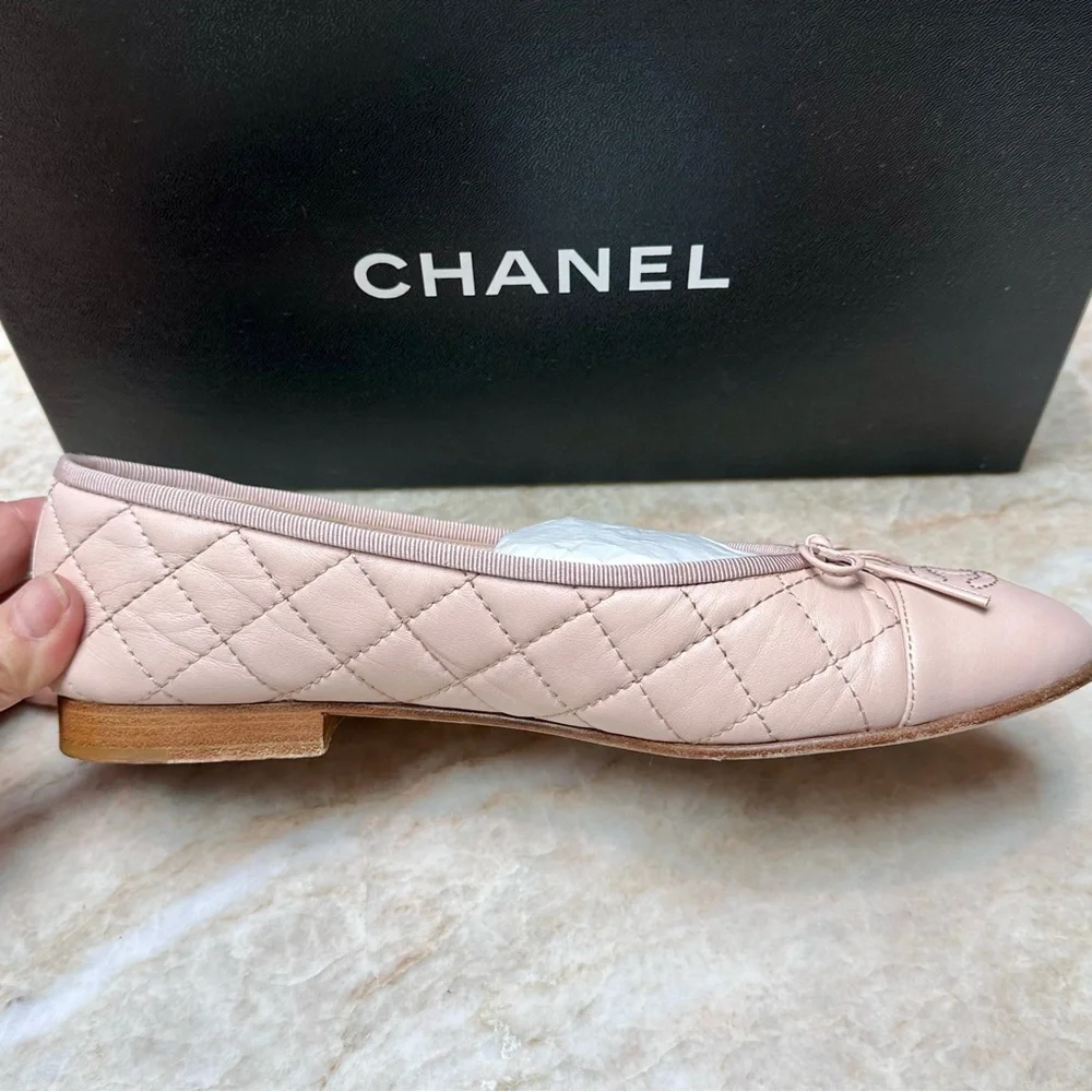 CHANEL Ballet flats Sz.39 Beige/Blush w/Box, shoe bags, docs. - Picture 9 of 16